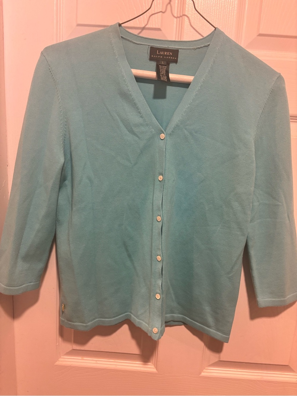 Ralph Lauren Light Aqua V-Neck Sweater